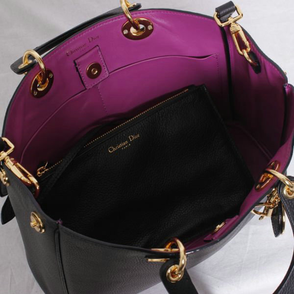small Christian Dior diorissimo original calfskin leather bag 44374 black&purple